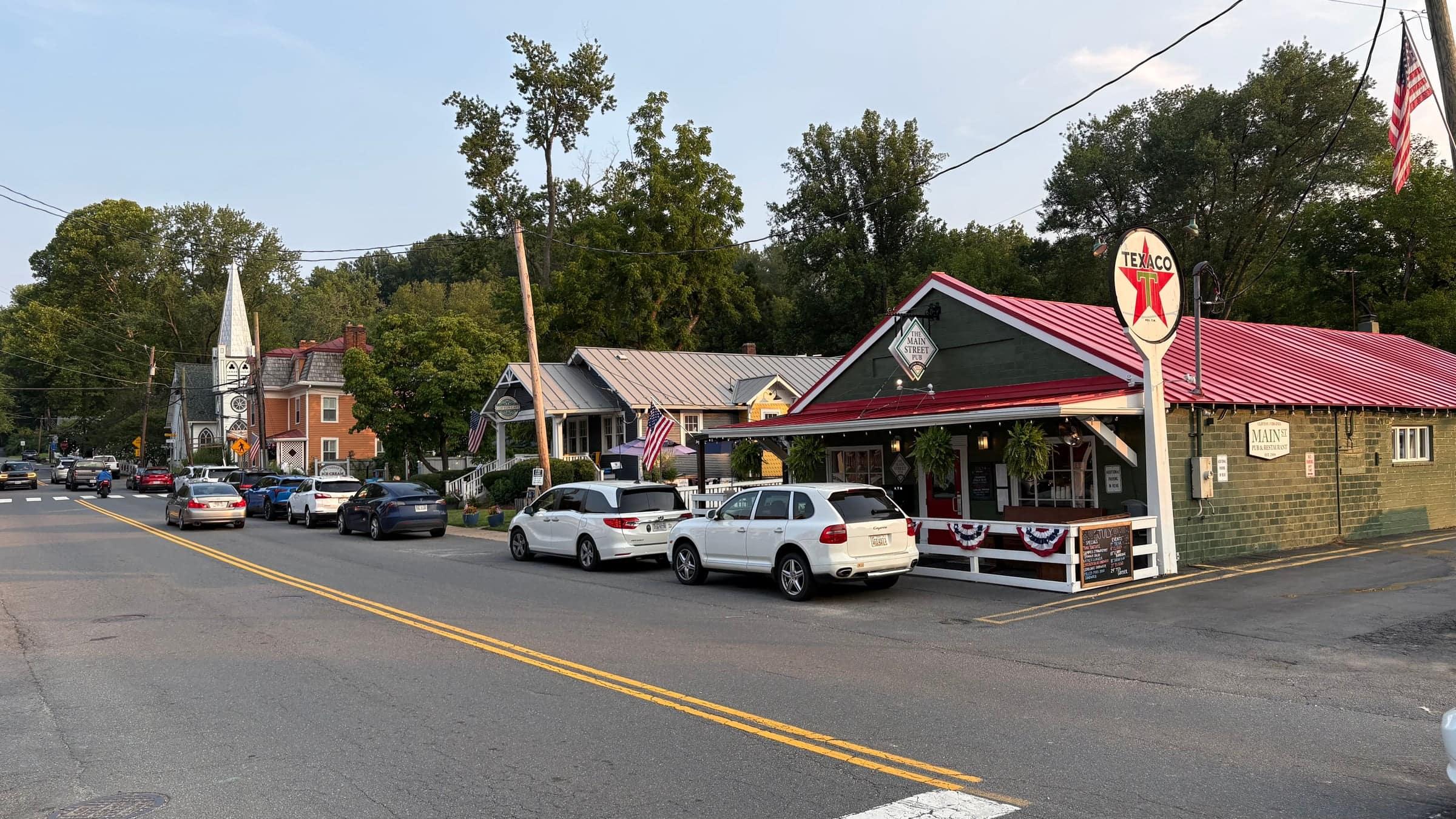 Clifton's historic Main Street, storefronts and a church steeple with no traffic light in sight