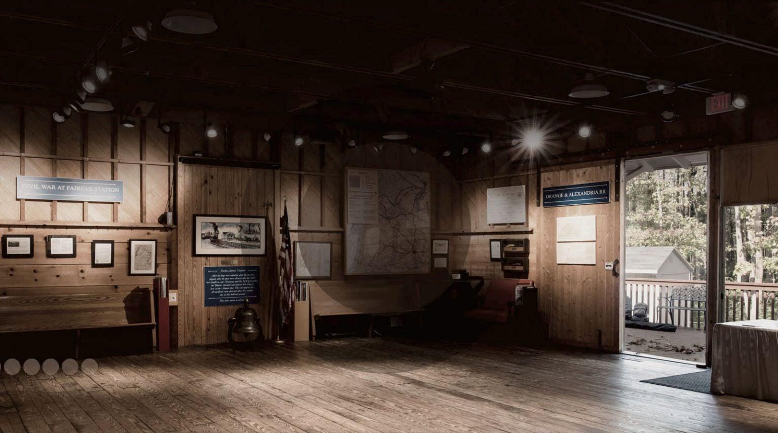 Inside the Fairfax Station Railroad Museum, the original 1850s depot with Civil War-era exhibits